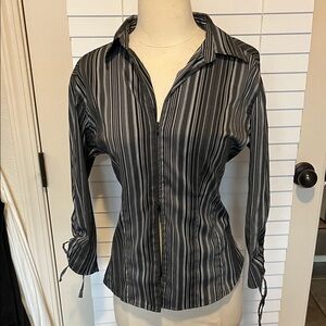 Striped Black and Gray Women's Top